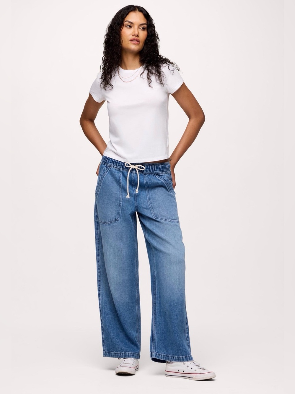 nuuds Light Blue Wide Leg Drawstring Jeans